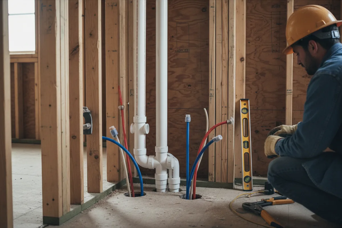 Drain and supply rough-in during Garbage Disposal Repair in Richmond